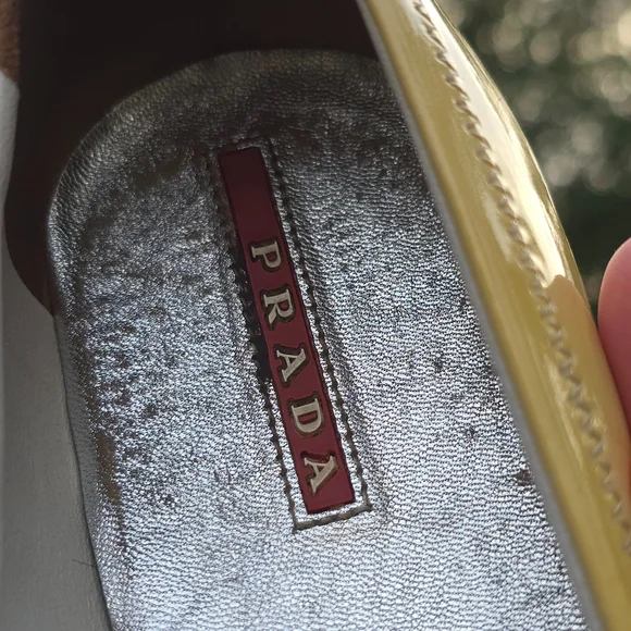 Prada Yellow Flats Silver Buckle Super Cute Bright Classic Shoes Haute Couture - Picture 4 of 11